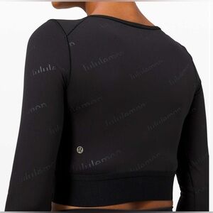 #493 Lululemon Wunder Train Cropped Long Sleeve *Special Edition Black Appx Sz 4